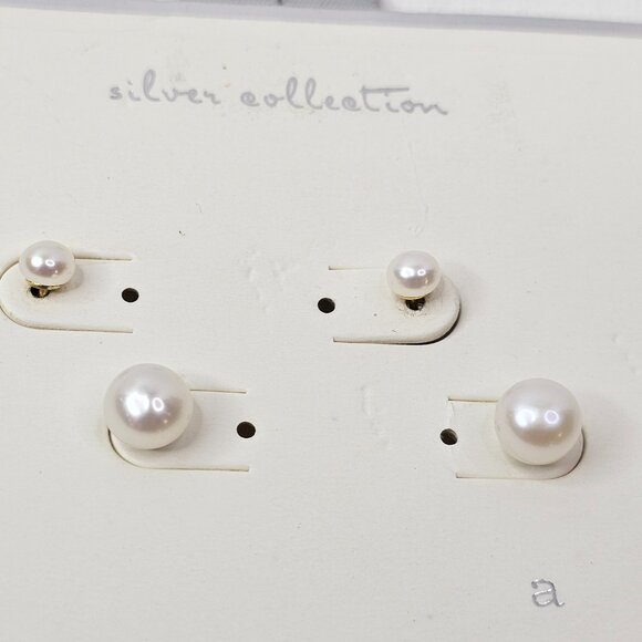 A New Day Freshwater Pearl Earring Duo Sterling Silver Set 2 - Picture 3 of 5